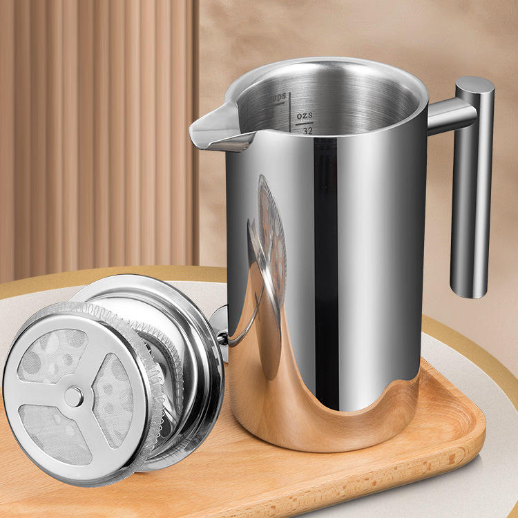 1L French Press Coffee Maker Double Wall Insulation Coffee Press